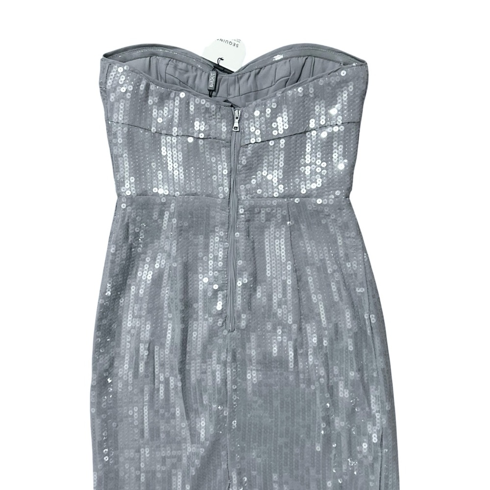 BARDOT NWT Cerise Sequin Strapless Midi Dress *Dove Grey 2 - Picture 13 of 16